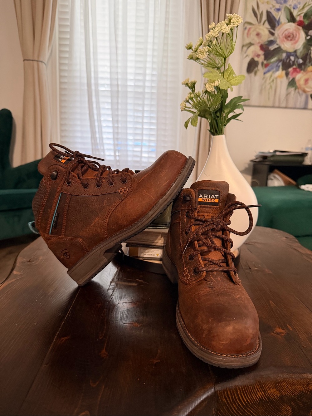 Ariat Brown Leather Work Boots - Lace-Up Ankle Boots Women 8.5